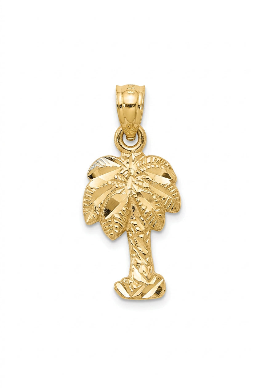 14K Gold Palm Tree Pendant – Small