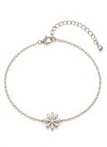 925 Sterling Silver Six-Petal Flower Bracelet – 7" Adjustable