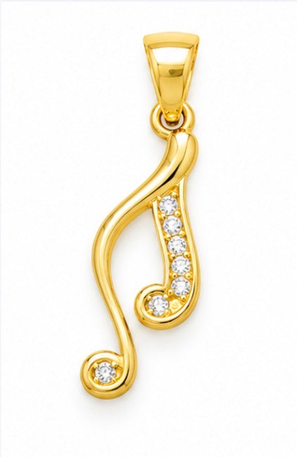 10K Gold Music Note Pendant