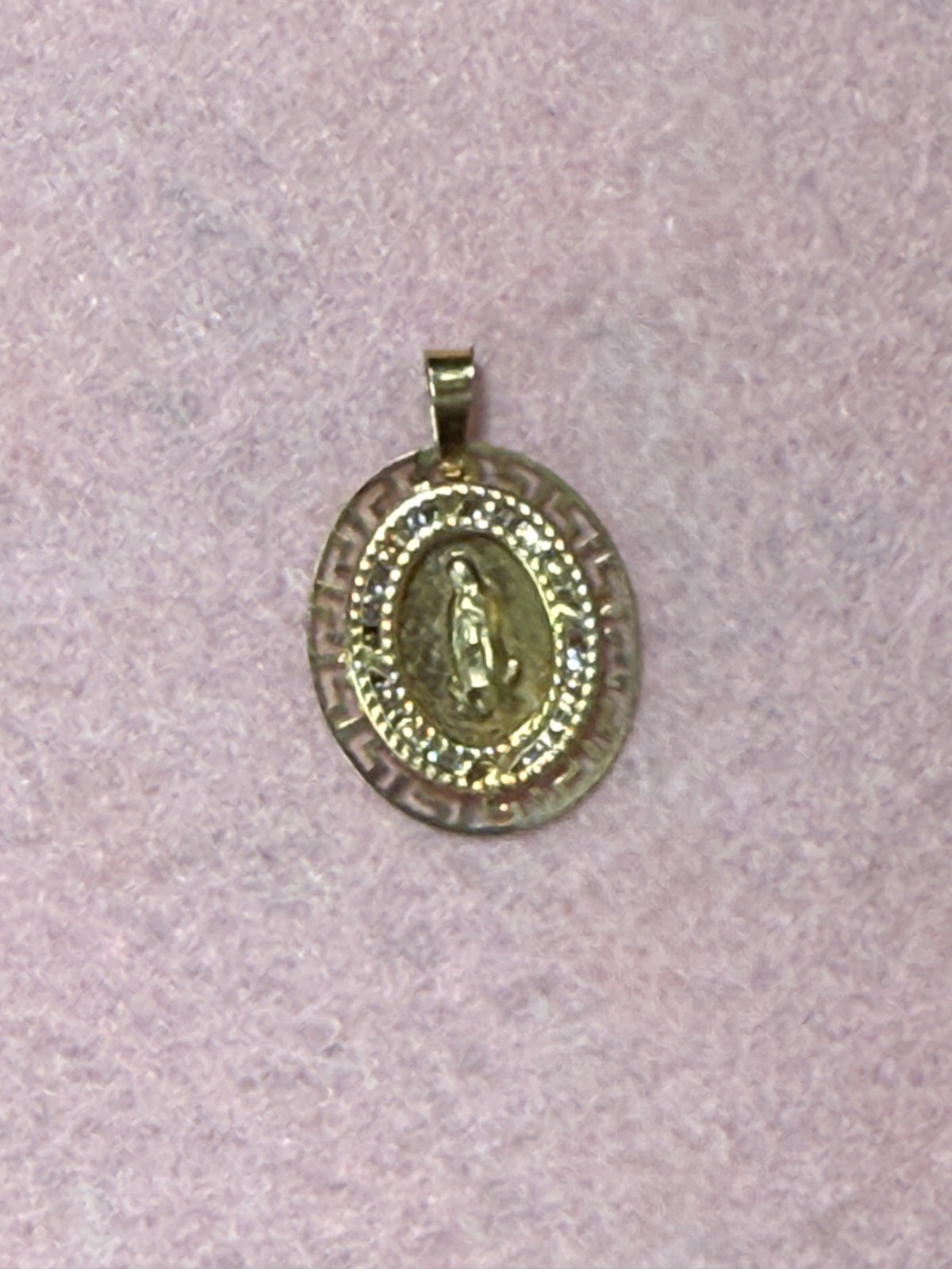 14K Gold Diamond-Cut Oval Our Lady of Guadalupe Pendant – Medium