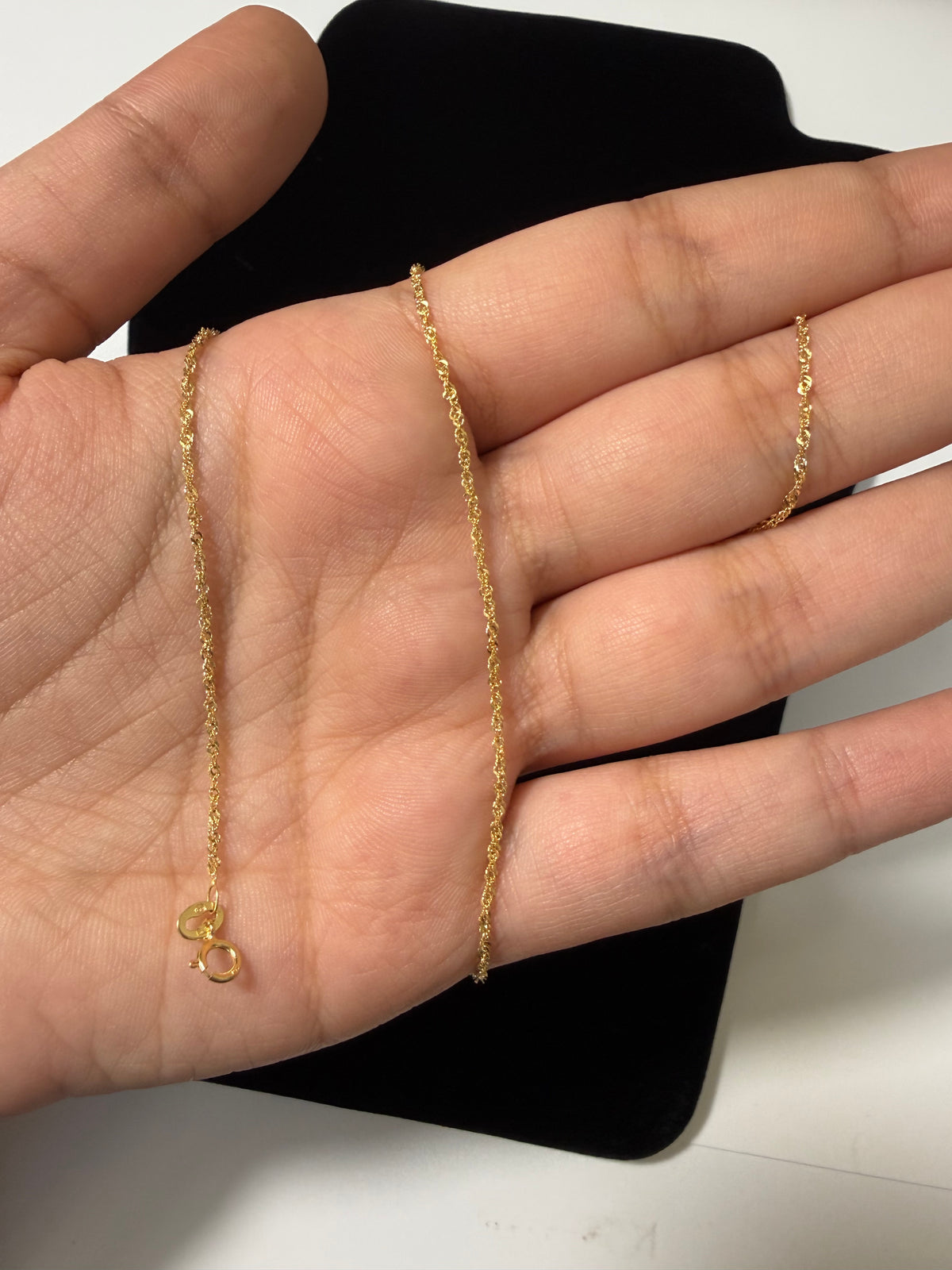 10K Solid Gold Singapore Link Chain – 1mm|16”