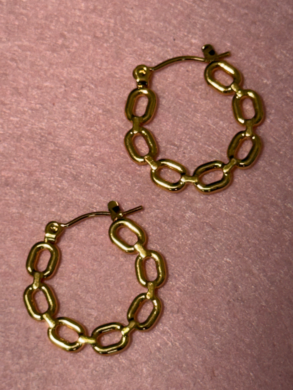 Stainless Steel Gold Link Hoop Earrings – Medium