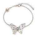 925 Sterling Silver Textured Butterfly Bracelet - 7" Adjustable