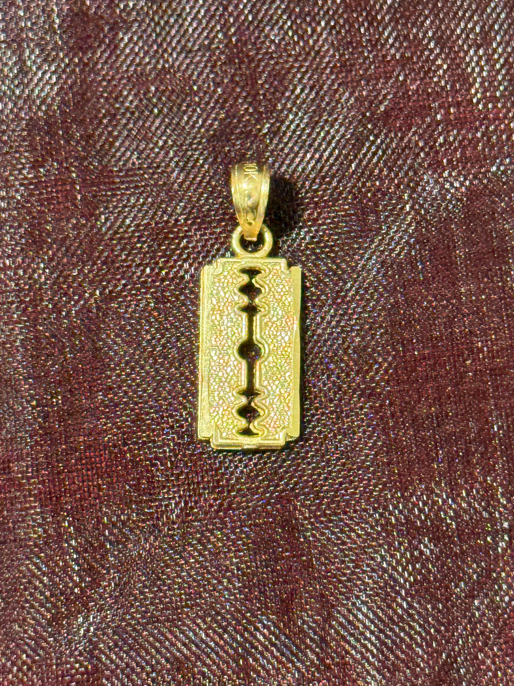 10K Gold Razor Blade Pendant - Small