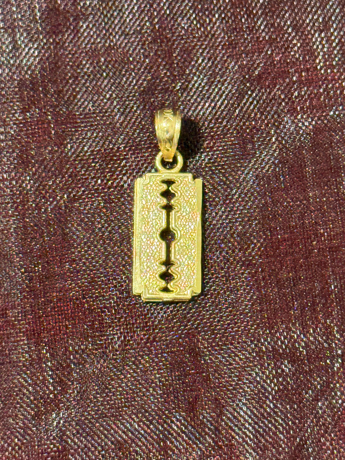 10K Gold Razor Blade Pendant - Small
