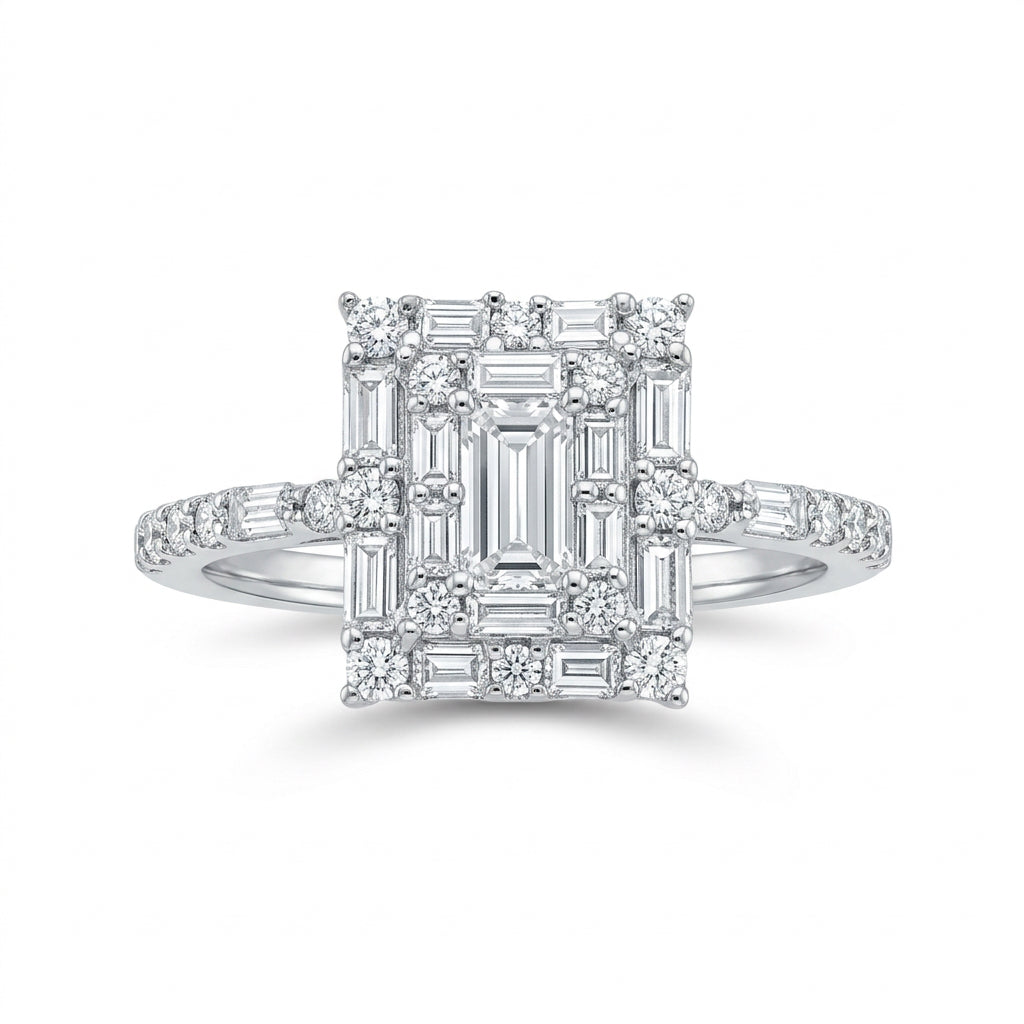 925 Sterling Silver Emerald-Cut Style CZ Ring – Size 10