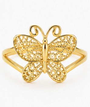 14K Yellow Gold Openwork Butterfly Statement Ring – Size 7