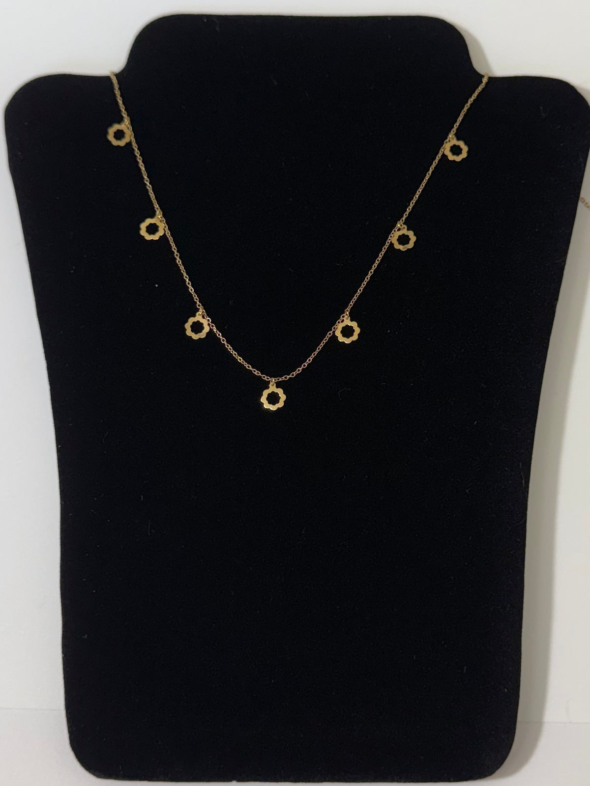 18K Gold Floral Charm Necklace – 18”