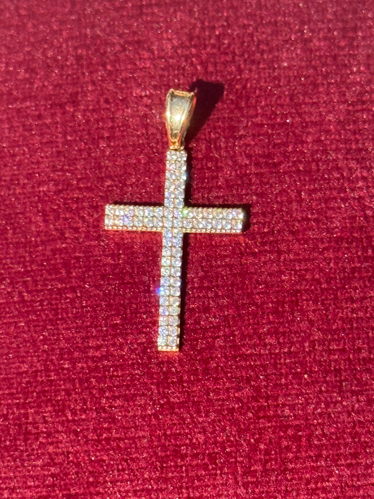 14K Gold Iced Cross Pendant – 1.5”