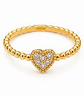 10K Gold CZ Heart Beaded Ring – Size 7
