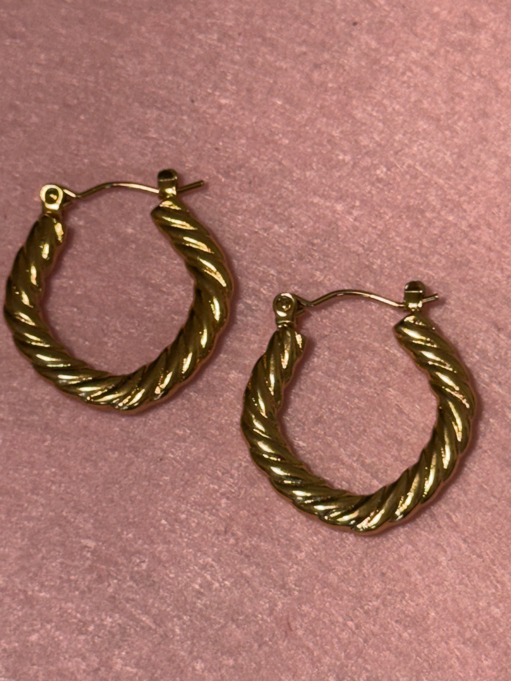 Stainless Steel Gold Twisted Hoop Earrings – Medium