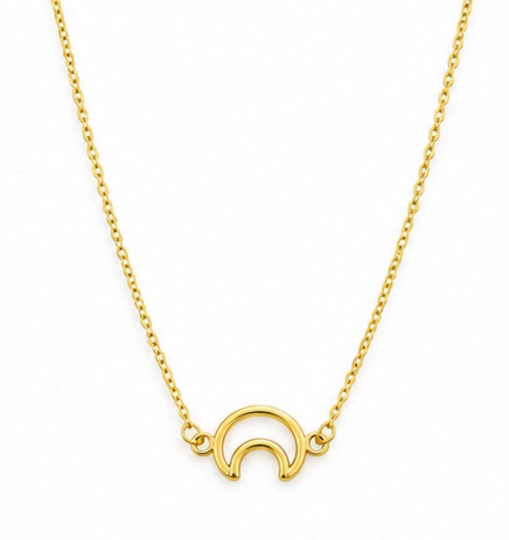 10K Yellow Gold Crescent Moon Anklet – 9” + 1” Adjustable