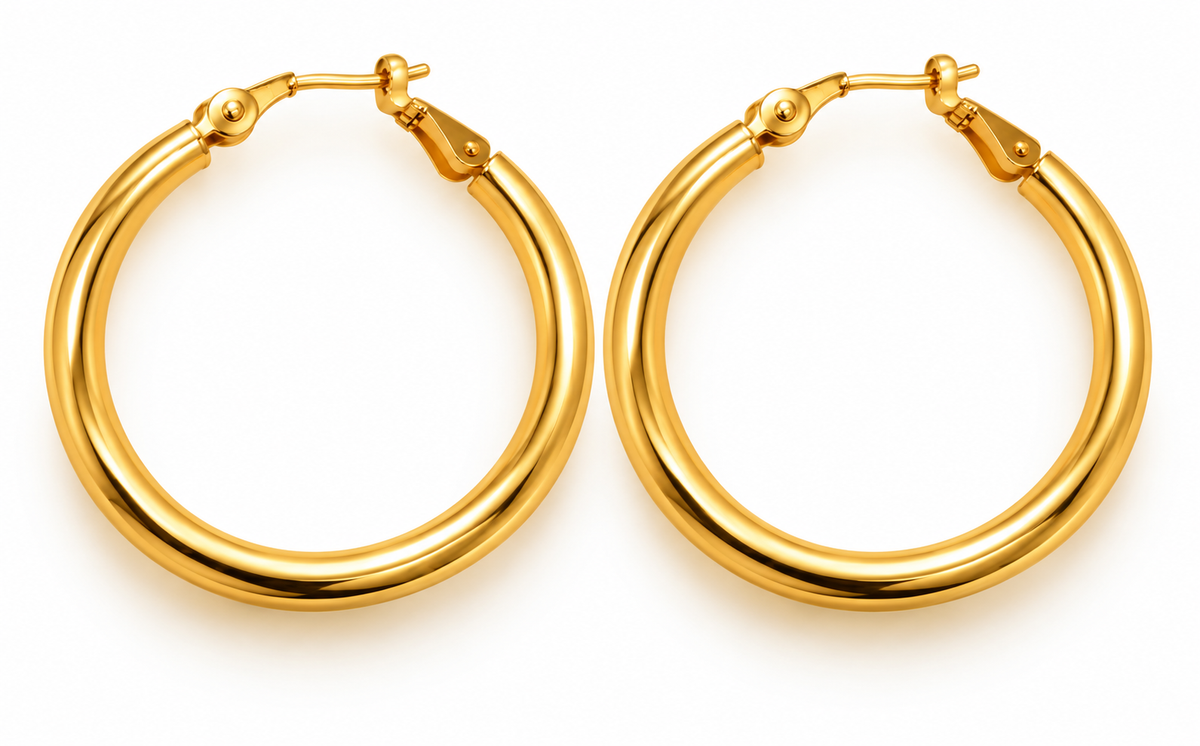 Stainless Steel Gold Classic Hoop Earrings – Small, Medium & Large