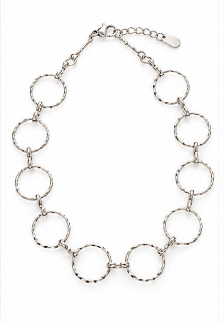 925 Sterling Silver Diamond-Cut Open Circle Link Bracelet – 8" Adjustable
