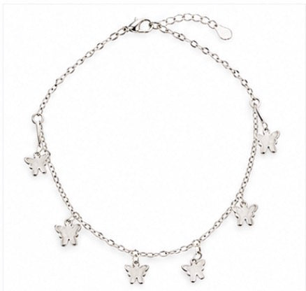 925 Sterling Silver Dangling Butterfly Charm Bracelet – 8" Adjustable