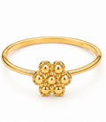 10K Gold Diamond-Cut Flower Ring – Size 7