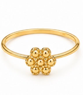 10K Gold Diamond-Cut Flower Ring – Size 7