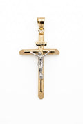 10K Gold Two-Tone Crucifix Pendant – 1.3”