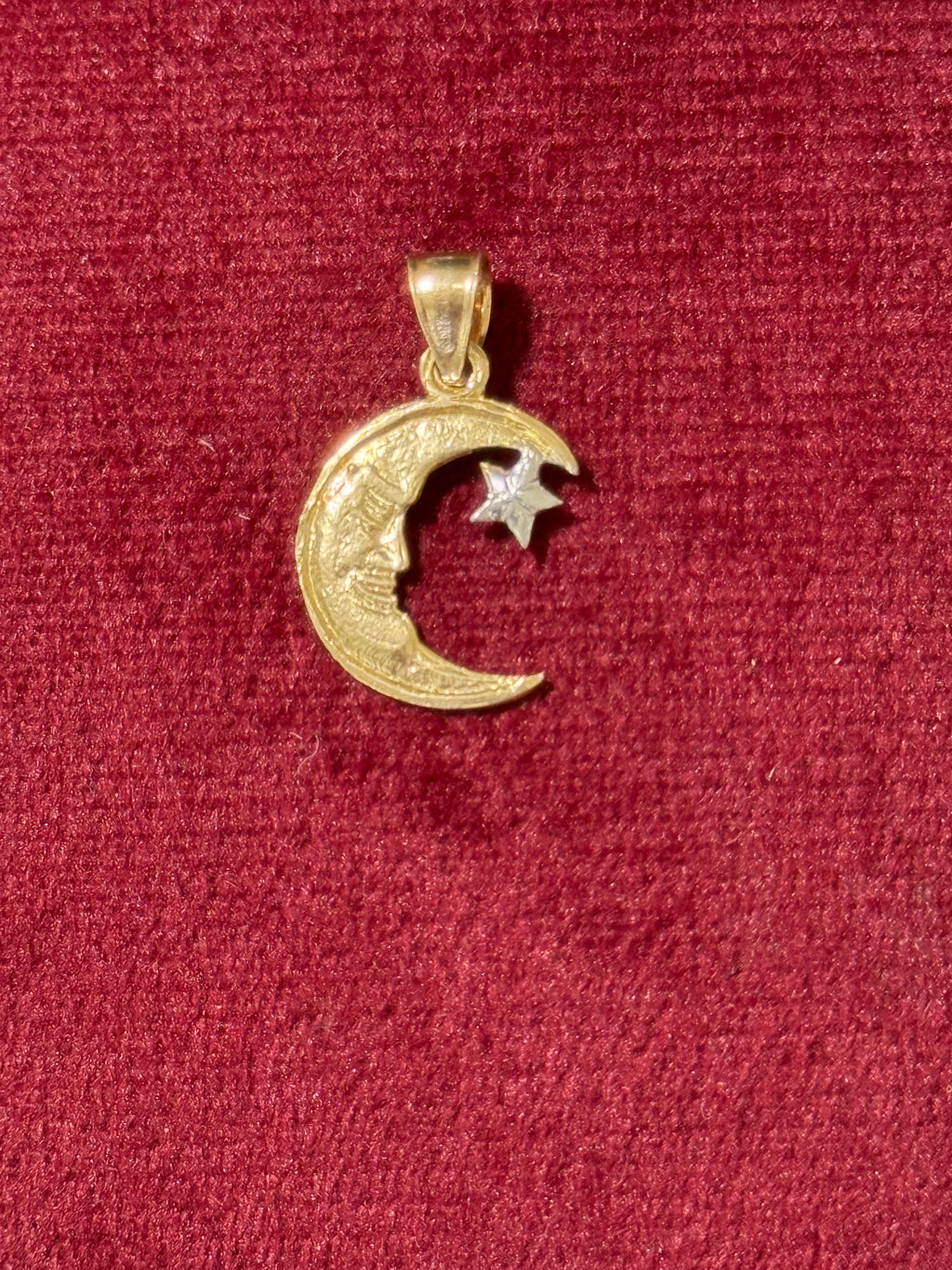 10K Two-Tone Moon & Star Pendant