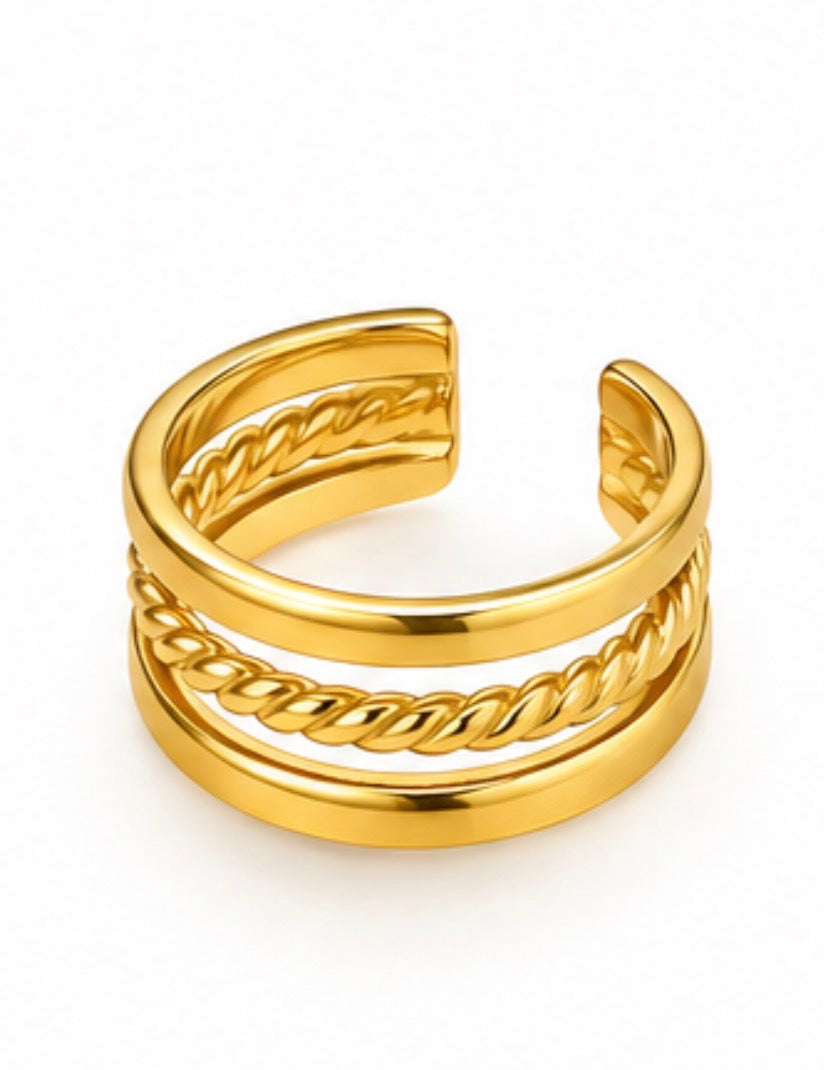 Gold Stainless Steel Multi-Layer Ear Cuff