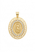 14K Gold Diamond-Cut Oval Our Lady of Guadalupe Pendant – Medium