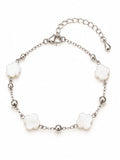 925 Sterling Silver White Clover Beaded Bracelet – 8" Adjustable