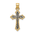10K Gold Two-Tone Diamond-Cut Cross Pendant – 0.70”