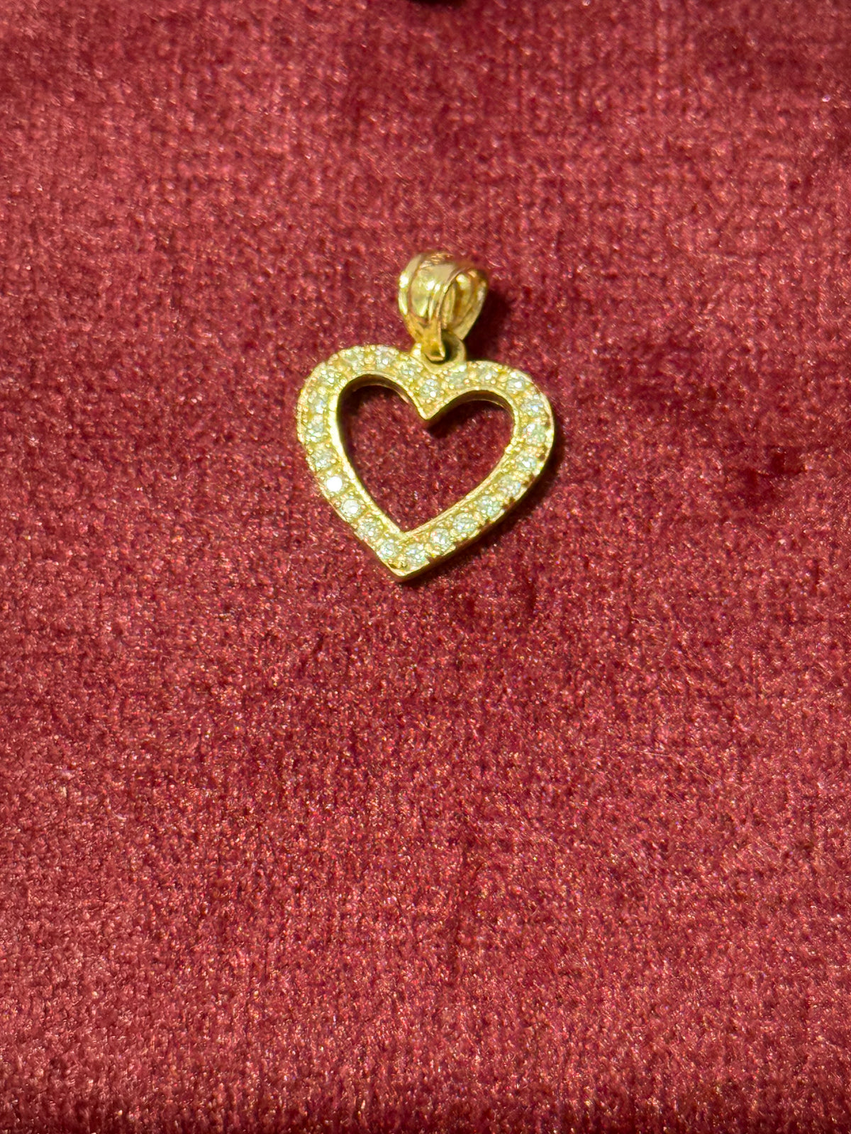 14K Gold CZ Heart Pendant – Small