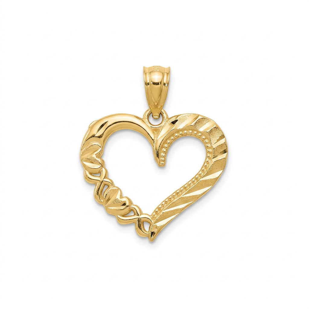 14K Gold Heart & Infinity Pendant