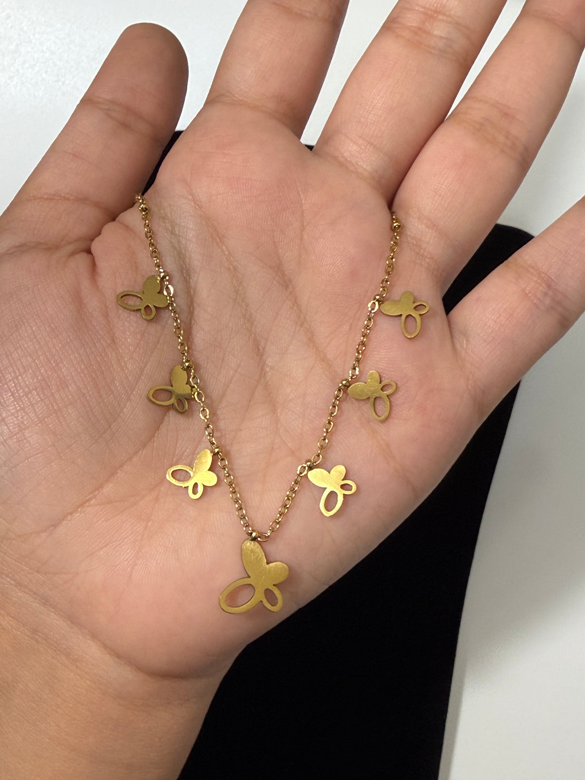Stainless Steel Gold Butterfly Charm Necklace – 18”