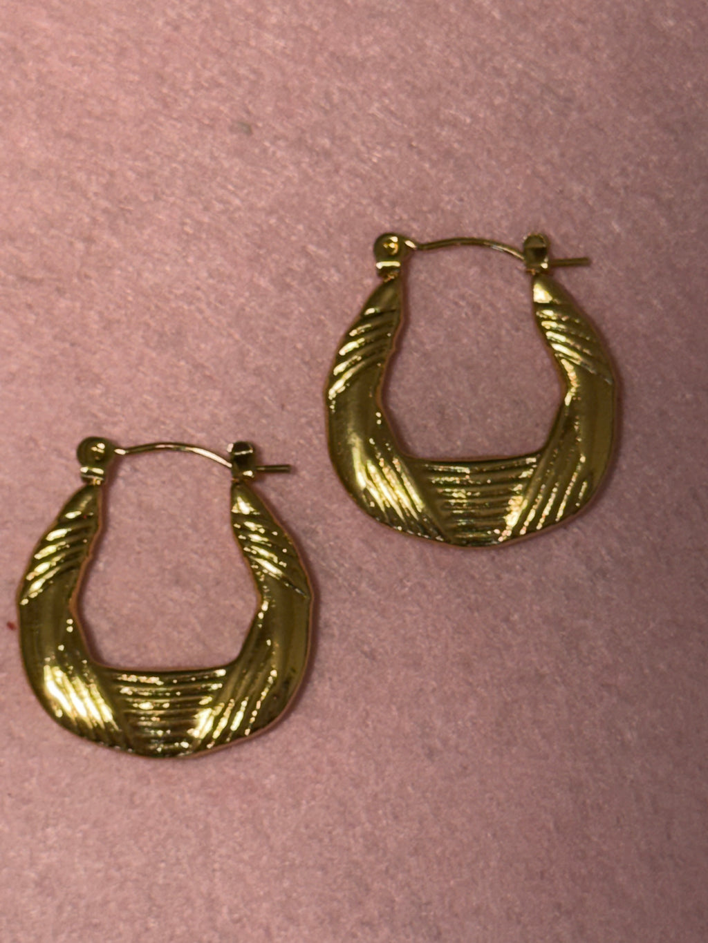 Stainless Steel Gold Textured Square Hoop Earrings – Medium