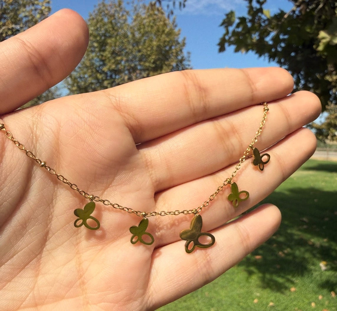 Stainless Steel Butterfly Charm Anklet