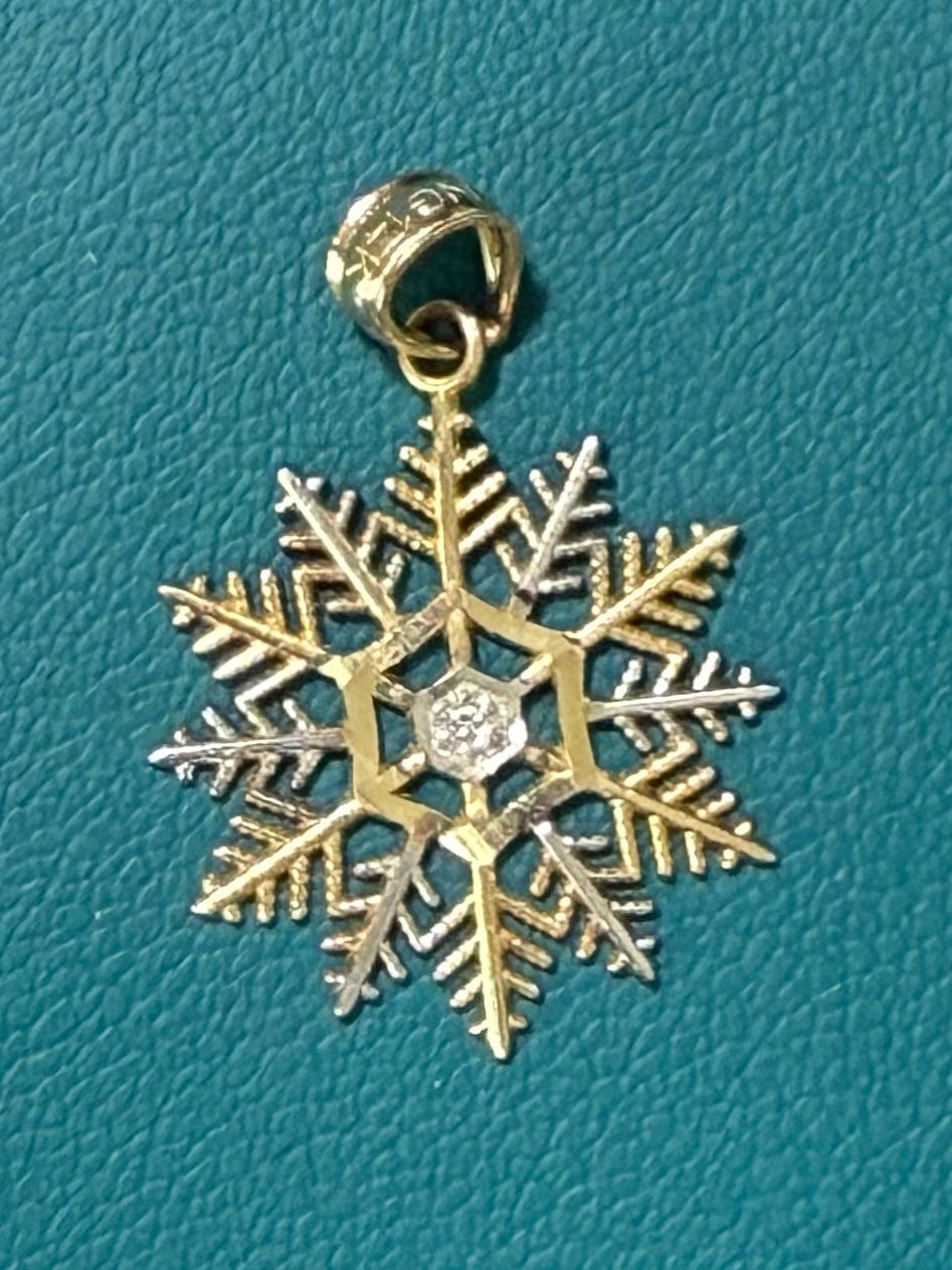 14K Two-Tone Snowflake Pendant
