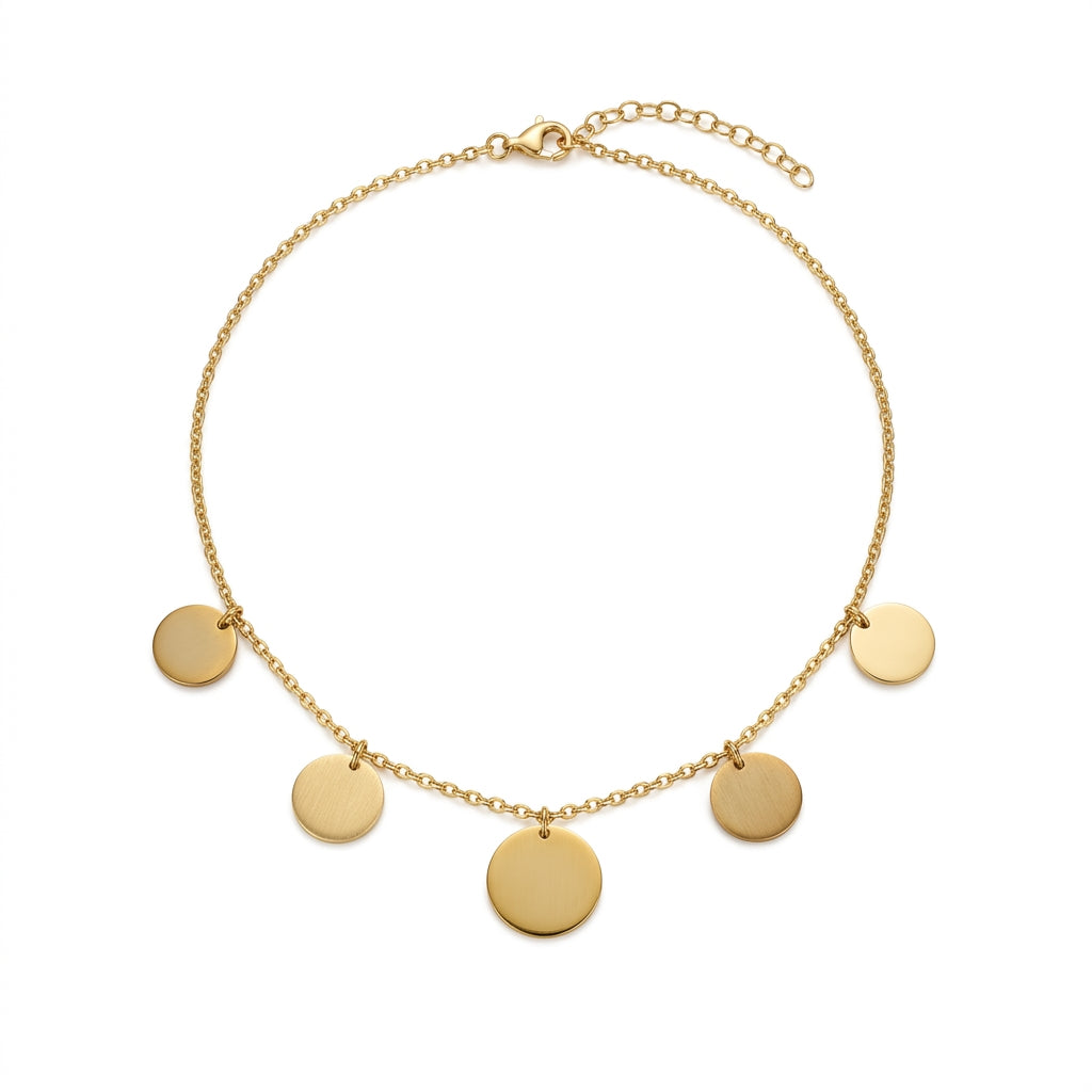 Stainless Steel Graduated Disc Charm Anklet