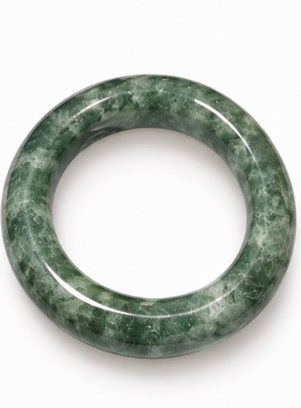 Natural Grade A Jade Bangle – Deep Emerald Green Marbled – Large