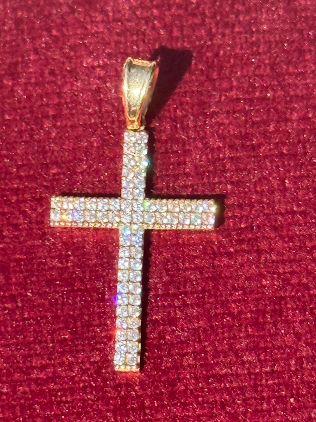 14K Gold Iced Cross Pendant – 1.5”