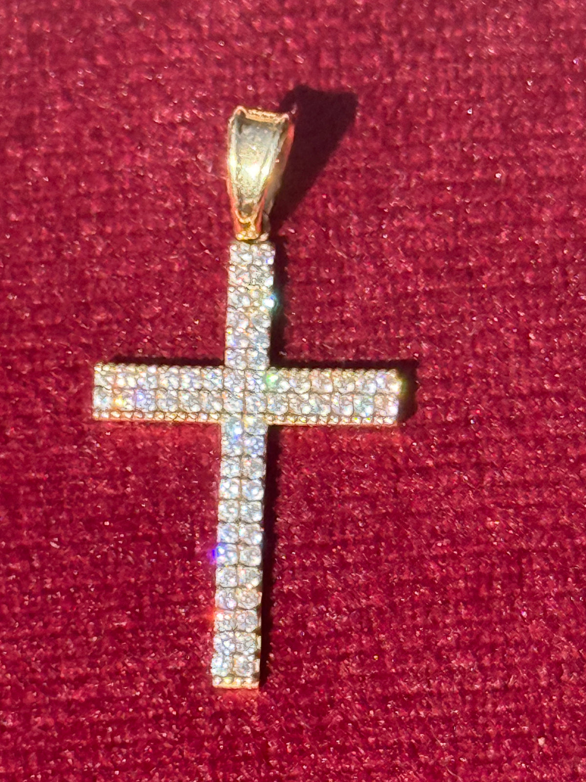 14K Gold Iced Cross Pendant – 1.5”