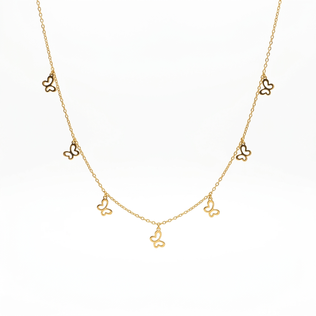 18K Gold Butterfly Charm Necklace – 18”
