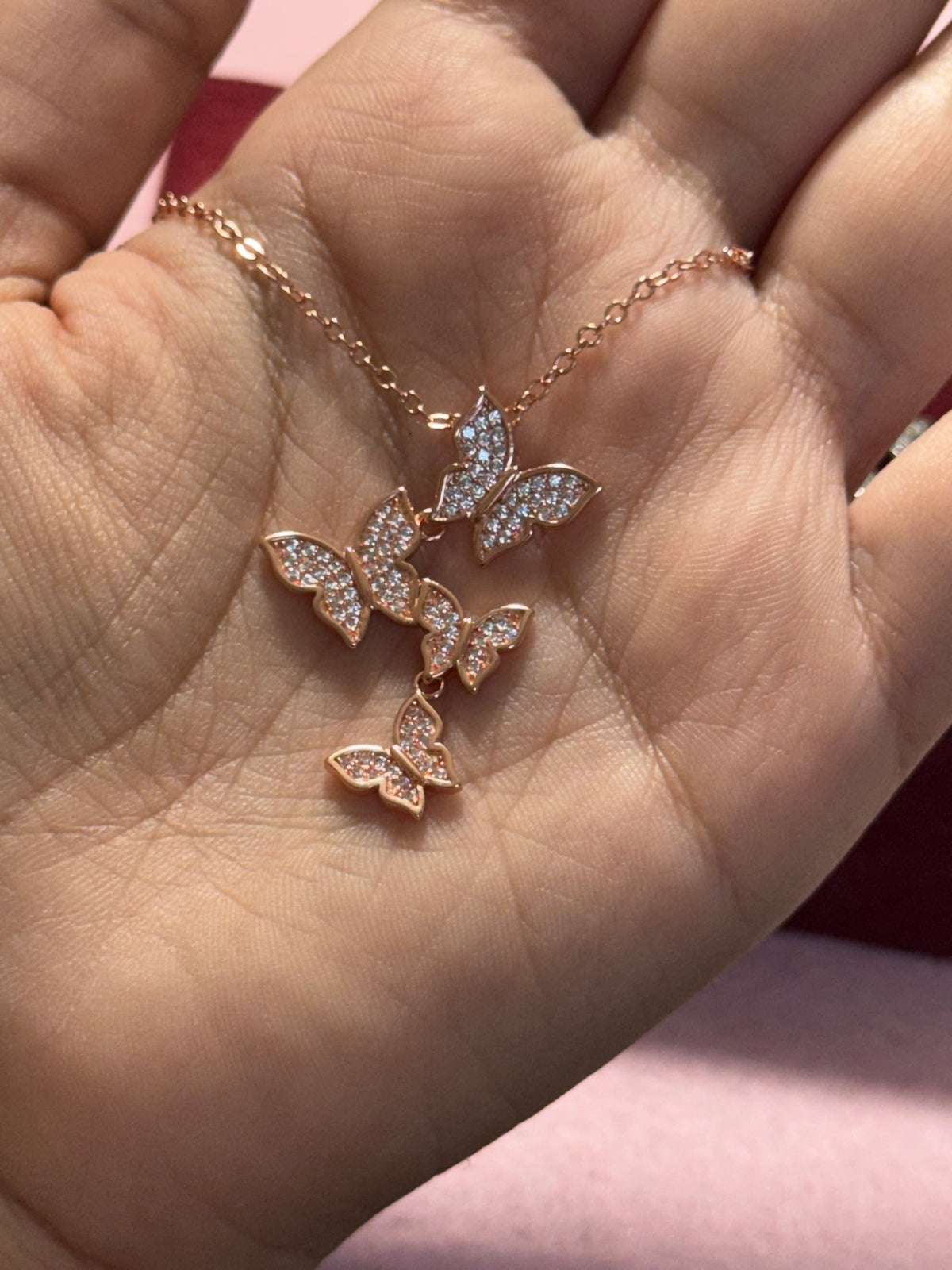 925 Sterling Silver Sparkling Four Butterfly Necklace – 18”