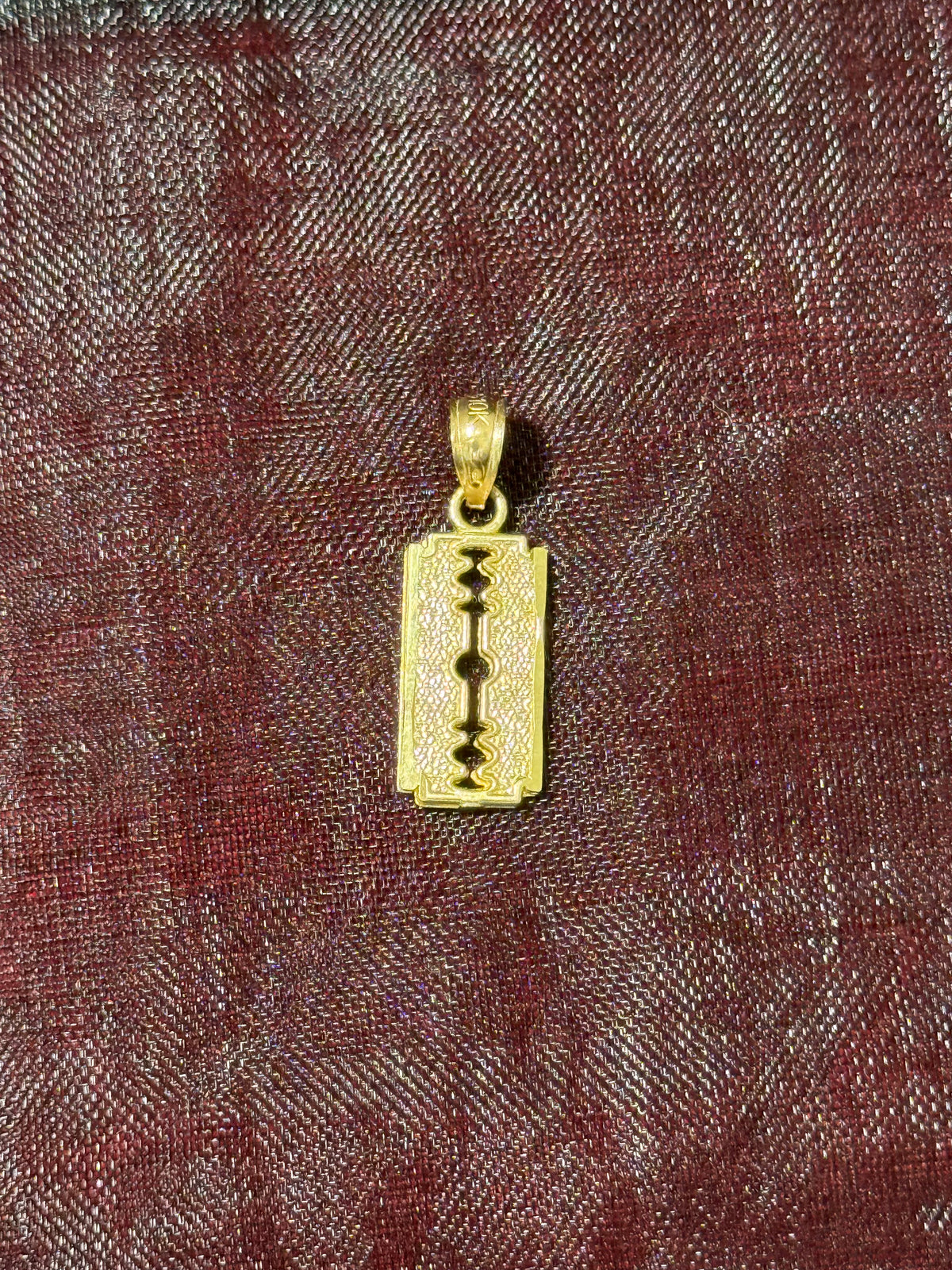 10K Gold Razor Blade Pendant - Small