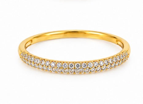18K Gold Diamond-Cut Sparkling Band Ring – Size 8