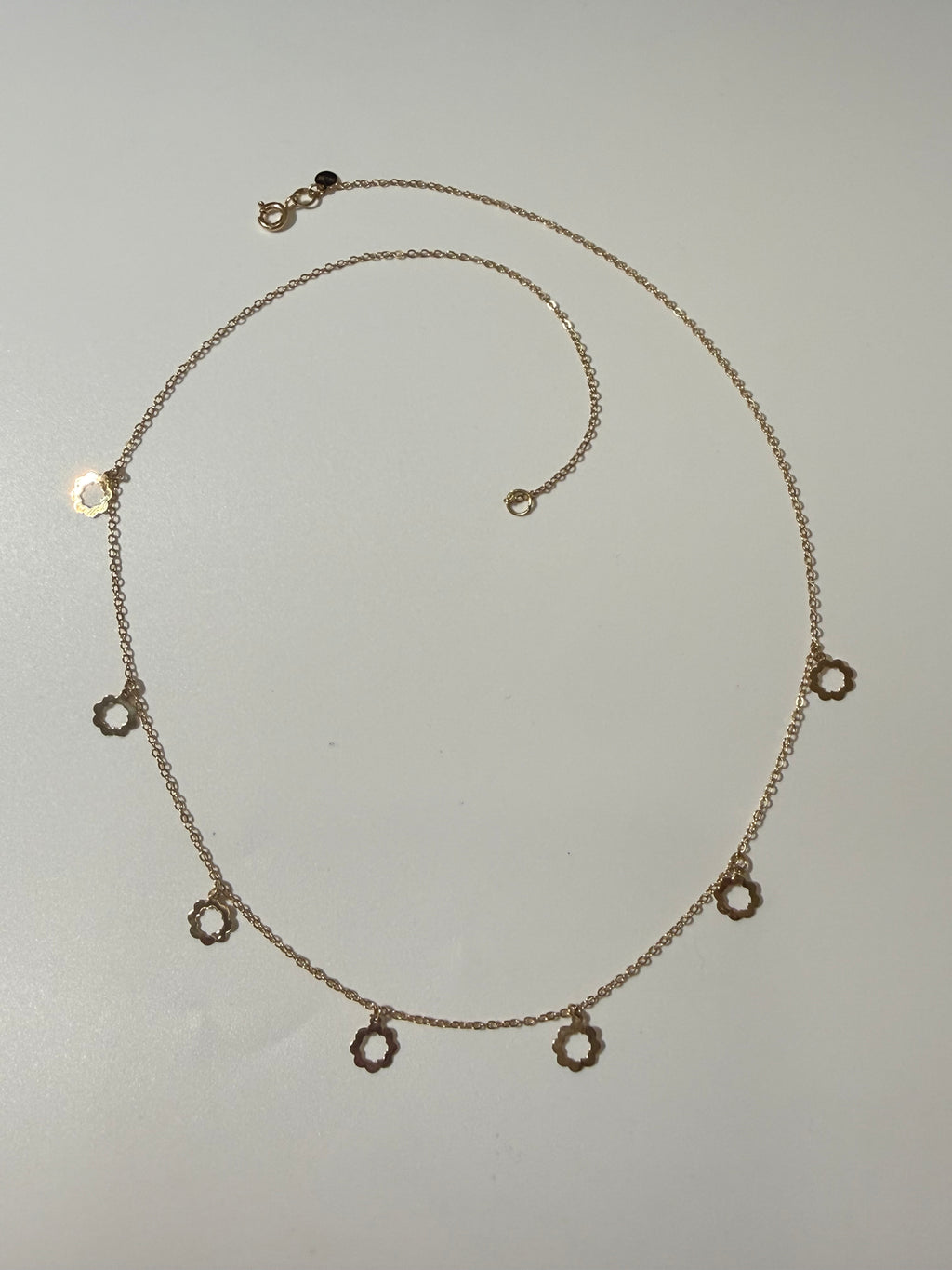 18K Gold Floral Charm Necklace – 18”