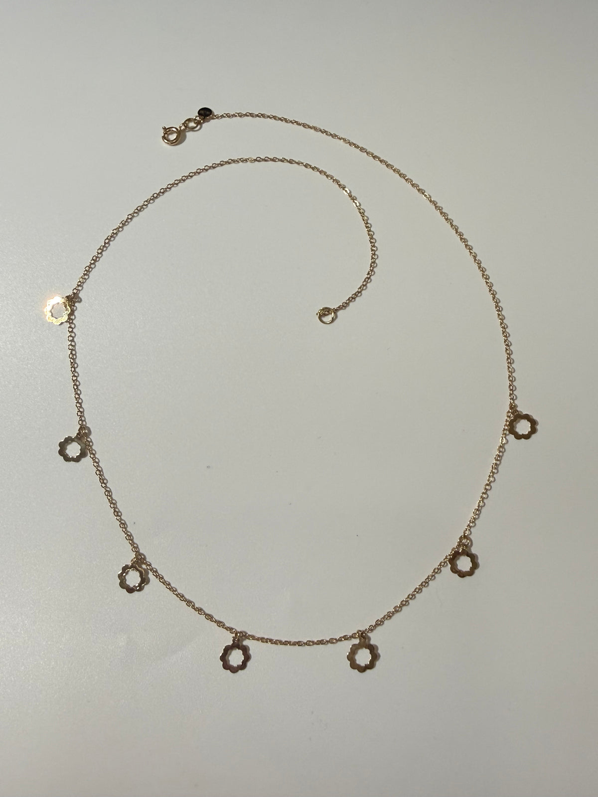 18K Gold Floral Charm Necklace – 18”