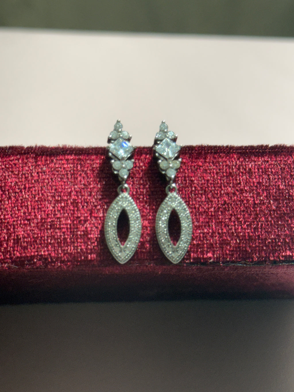 925 Sterling Silver Open Marquise Drop Earrings