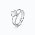 925 Sterling Silver Double Flower Adjustable Ring