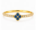 10K Gold Blue Clover CZ Ring – Size 7