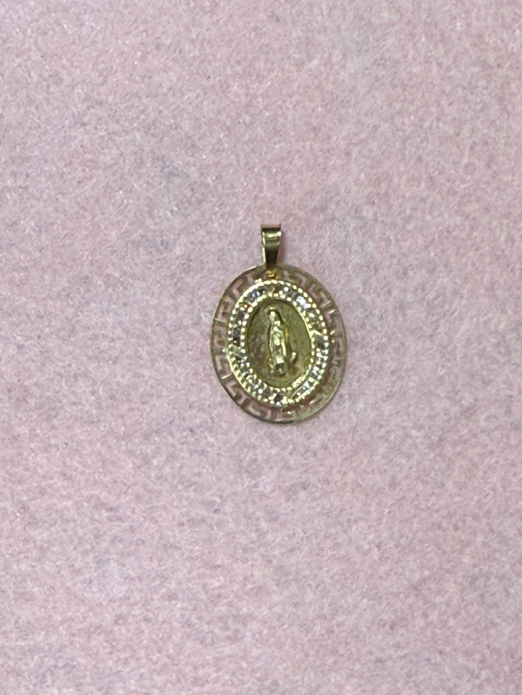 14K Gold Diamond-Cut Oval Our Lady of Guadalupe Pendant – Medium