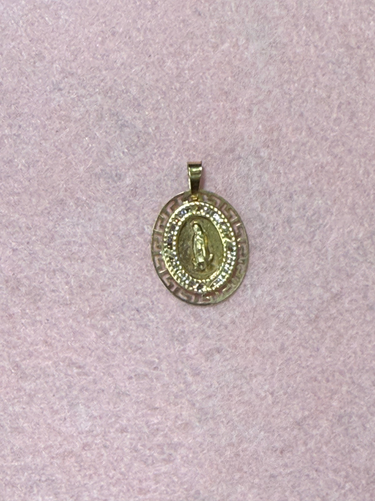 14K Gold Diamond-Cut Oval Our Lady of Guadalupe Pendant – Medium