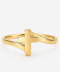 10K Yellow Gold Sideways Cross Ring – Size 7.5