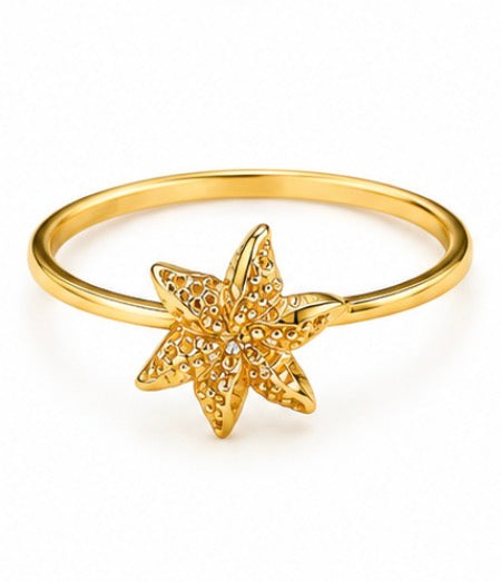 10K Gold Diamond-Cut Star Ring – Size 7